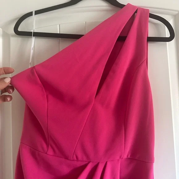 Lulus So Flirty Hot Pink One-shoulder Cutout Asymmetrical Dress - Size L - Picture 3 of 4